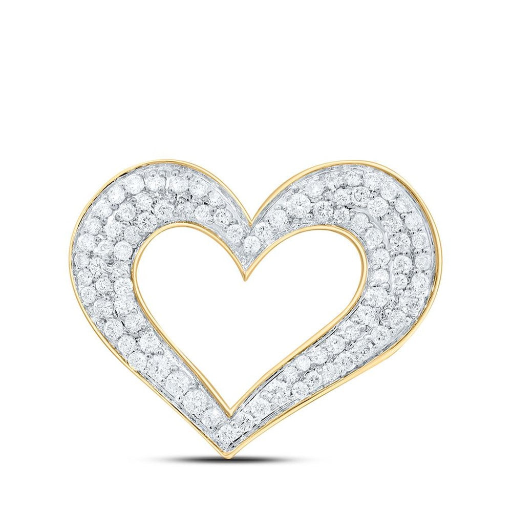 Yellow Gold Diamond Heart Pendant - 1/3 Carat Total Diamond Weight