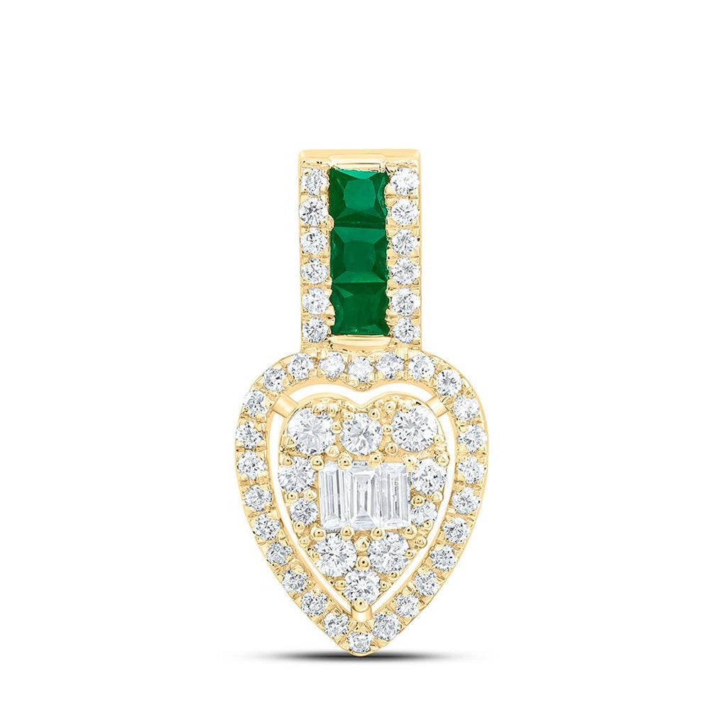 Yellow Gold Diamond Heart Pendant - 1/3 Carat Total Diamond Weight