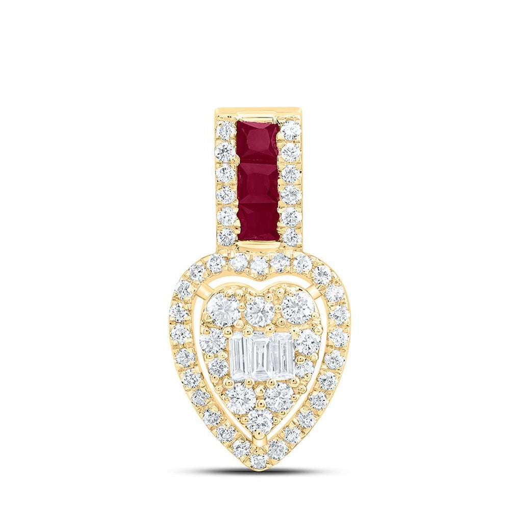 Yellow Gold Diamond Heart Pendant - 1/3 Carat Total Diamond Weight