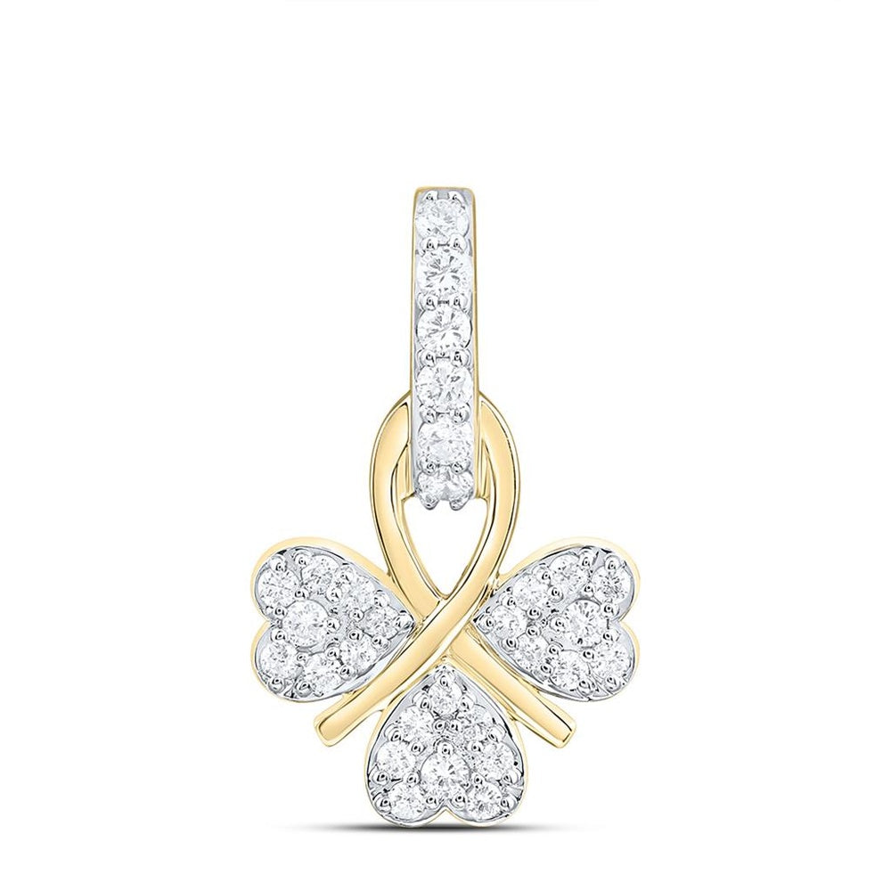 Yellow Gold Diamond Heart Pendant - 1/3 Carat Total Diamond Weight