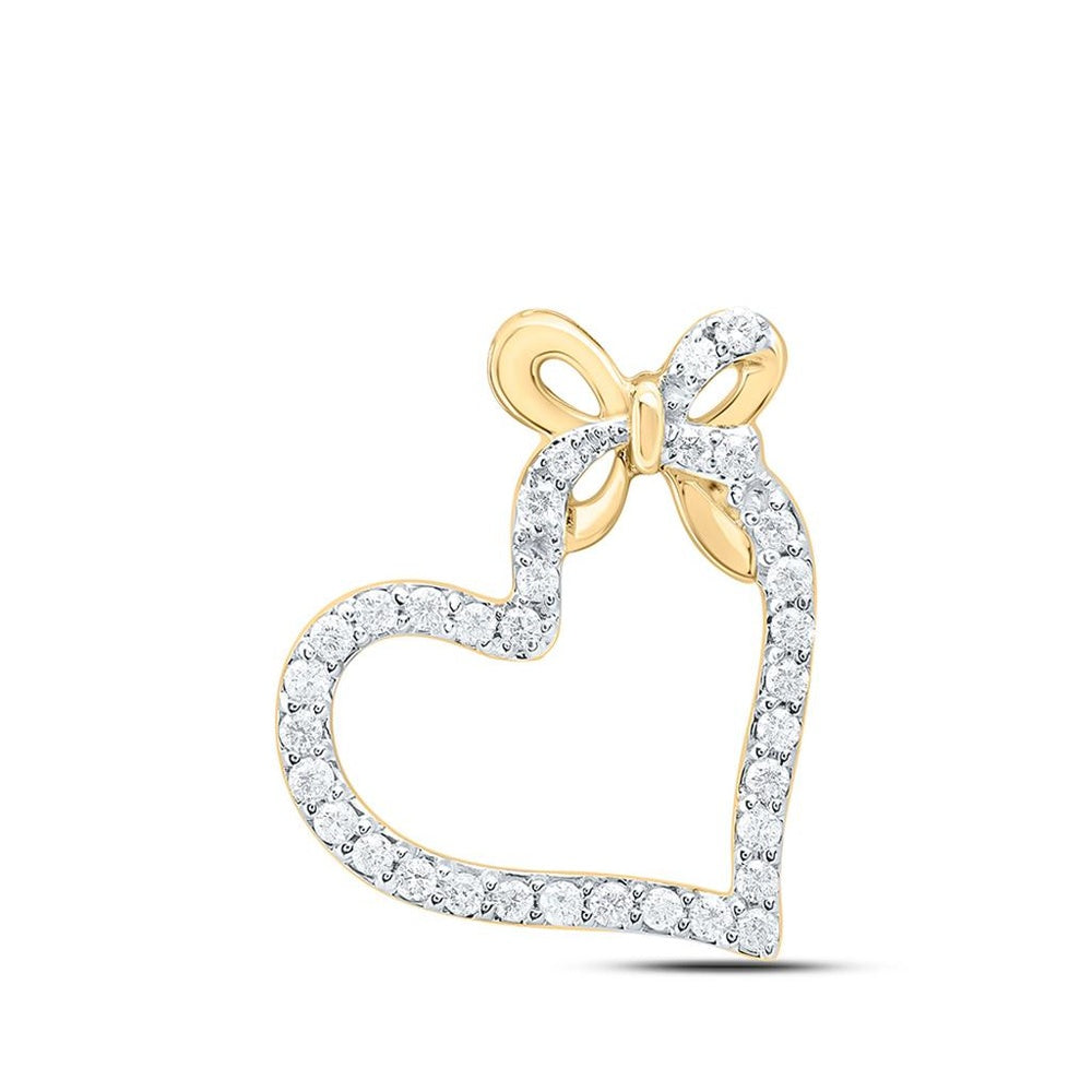 Yellow Gold Diamond Heart Pendant - 1/4 Carat Total Diamond Weight