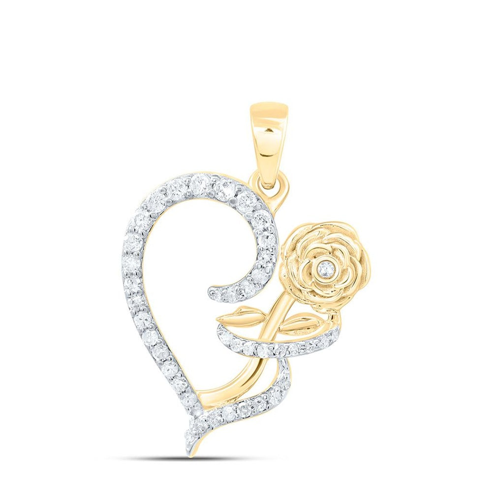 Yellow Gold Diamond Heart Pendant - 1/4 Carat Total Diamond Weight