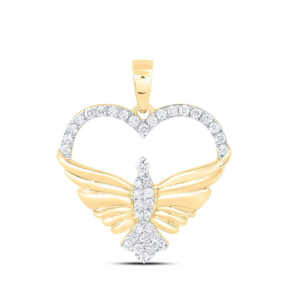 Yellow Gold Diamond Heart Pendant - 1/4 Carat Total Diamond Weight