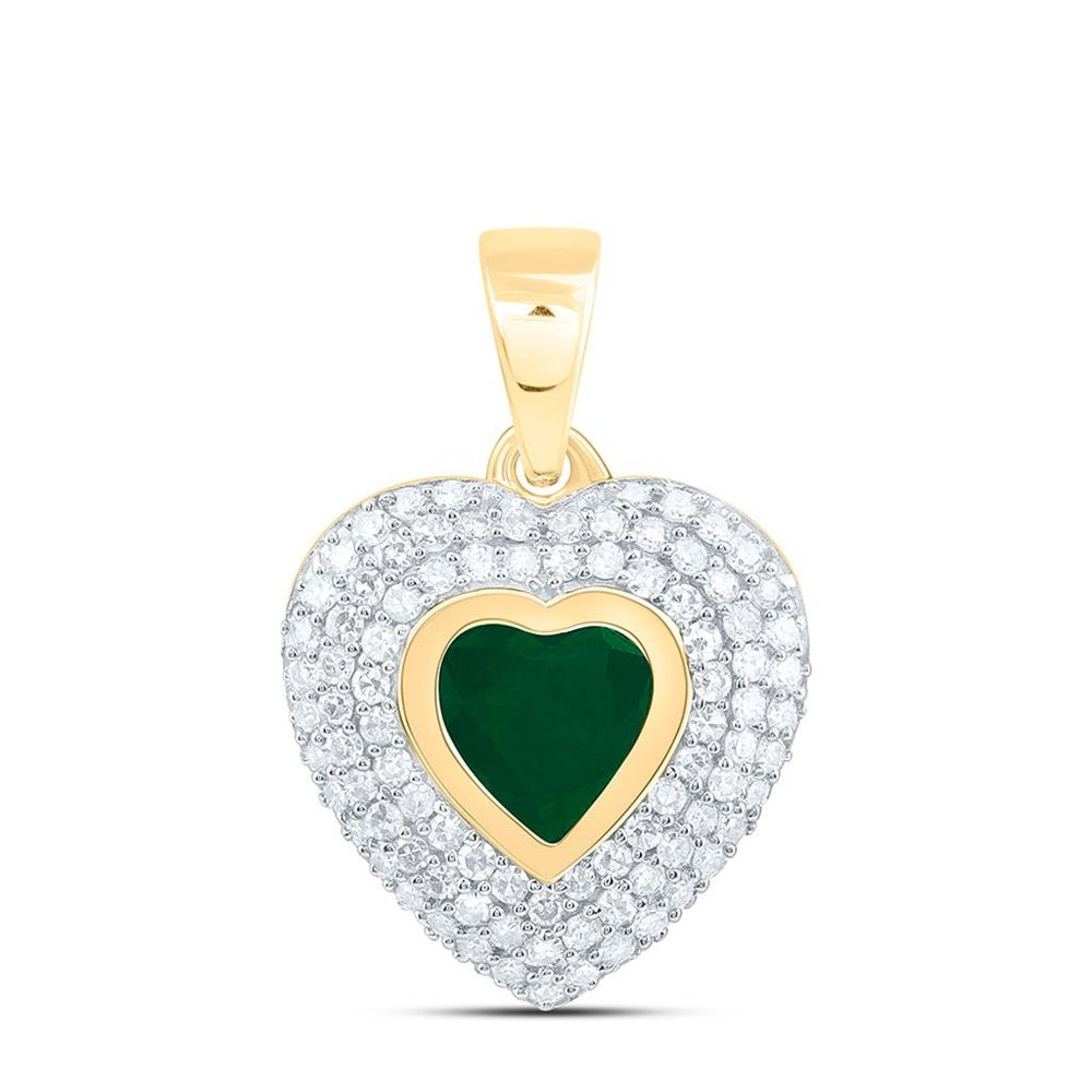 Yellow Gold Diamond Heart Pendant - 1/4 Carat Total Diamond Weight