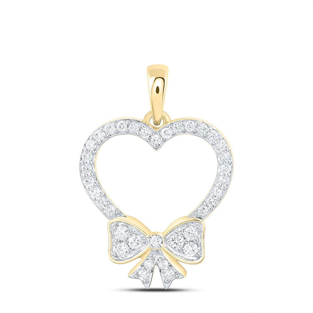Yellow Gold Diamond Heart Pendant - 1/4 Carat Total Diamond Weight