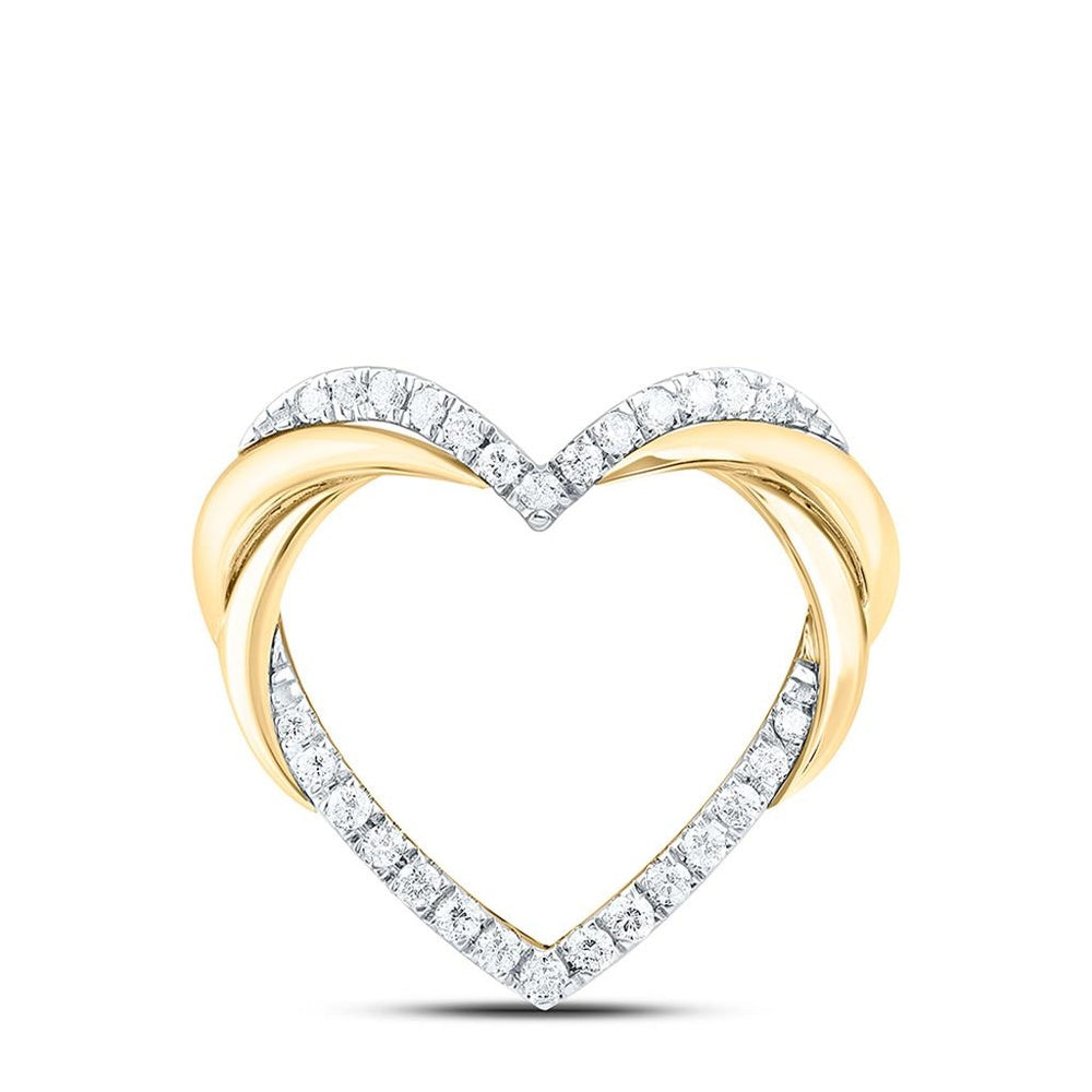 Yellow Gold Diamond Heart Pendant - 1/5 Carat Total Diamond Weight