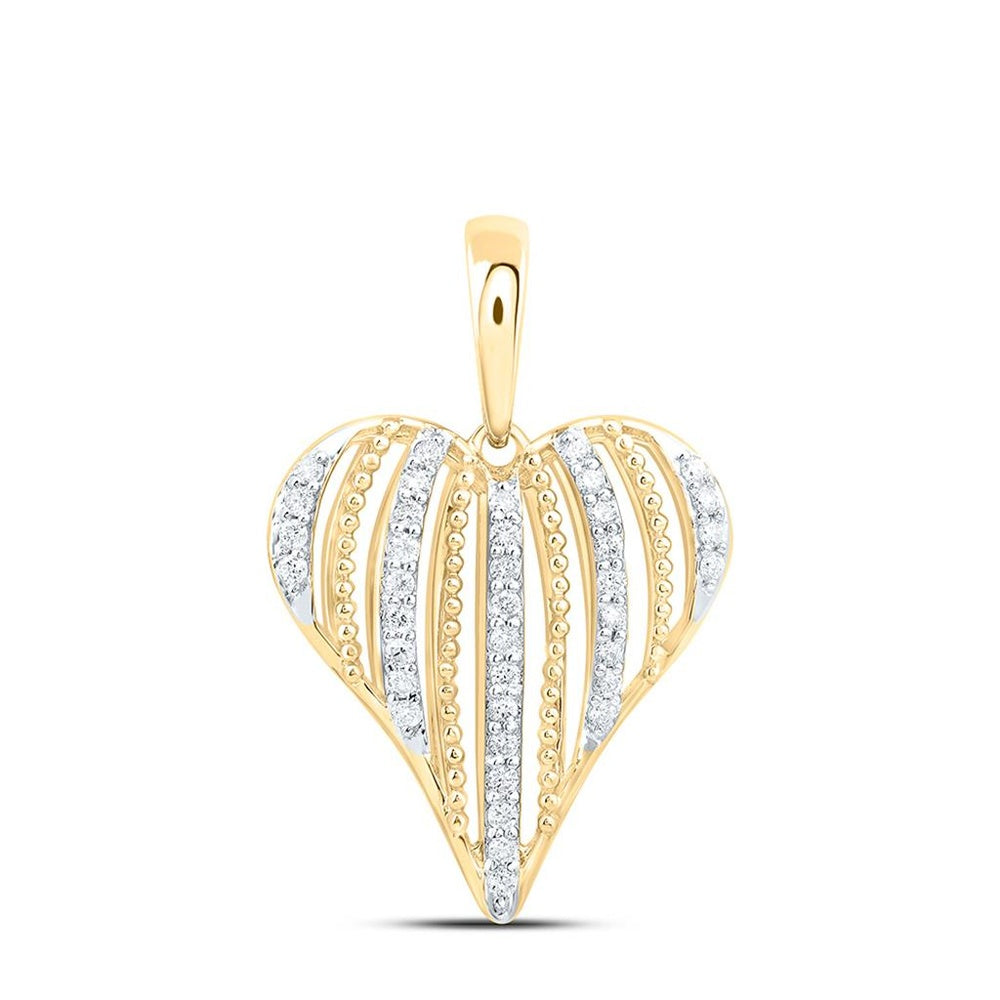 Yellow Gold Diamond Heart Pendant - 1/5 Carat Total Diamond Weight