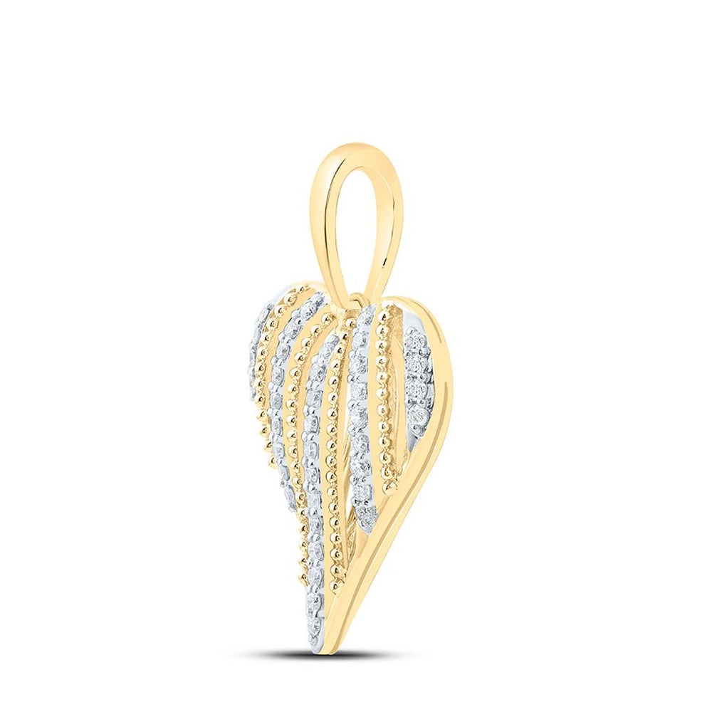 Yellow Gold Diamond Heart Pendant - 1/5 Carat Total Diamond Weight
