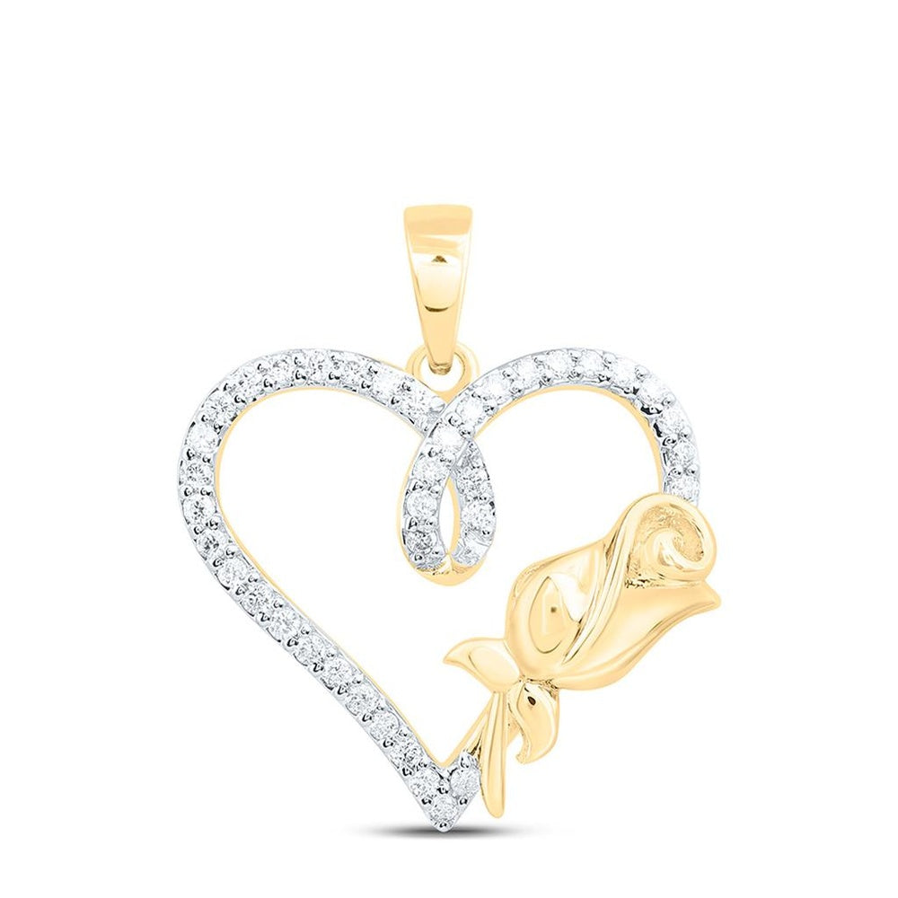 Yellow Gold Diamond Heart Pendant - 1/5 Carat Total Diamond Weight