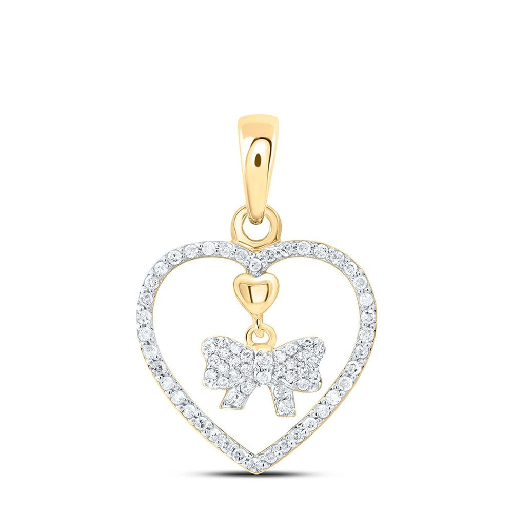 Yellow Gold Diamond Heart Pendant - 1/5 Carat Total Diamond Weight