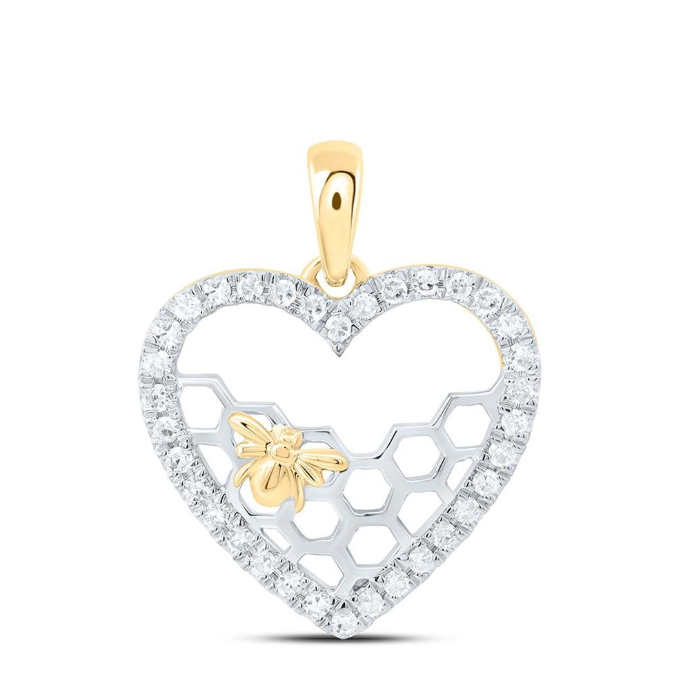 Yellow Gold Diamond Heart Pendant - 1/5 Carat Total Diamond Weight