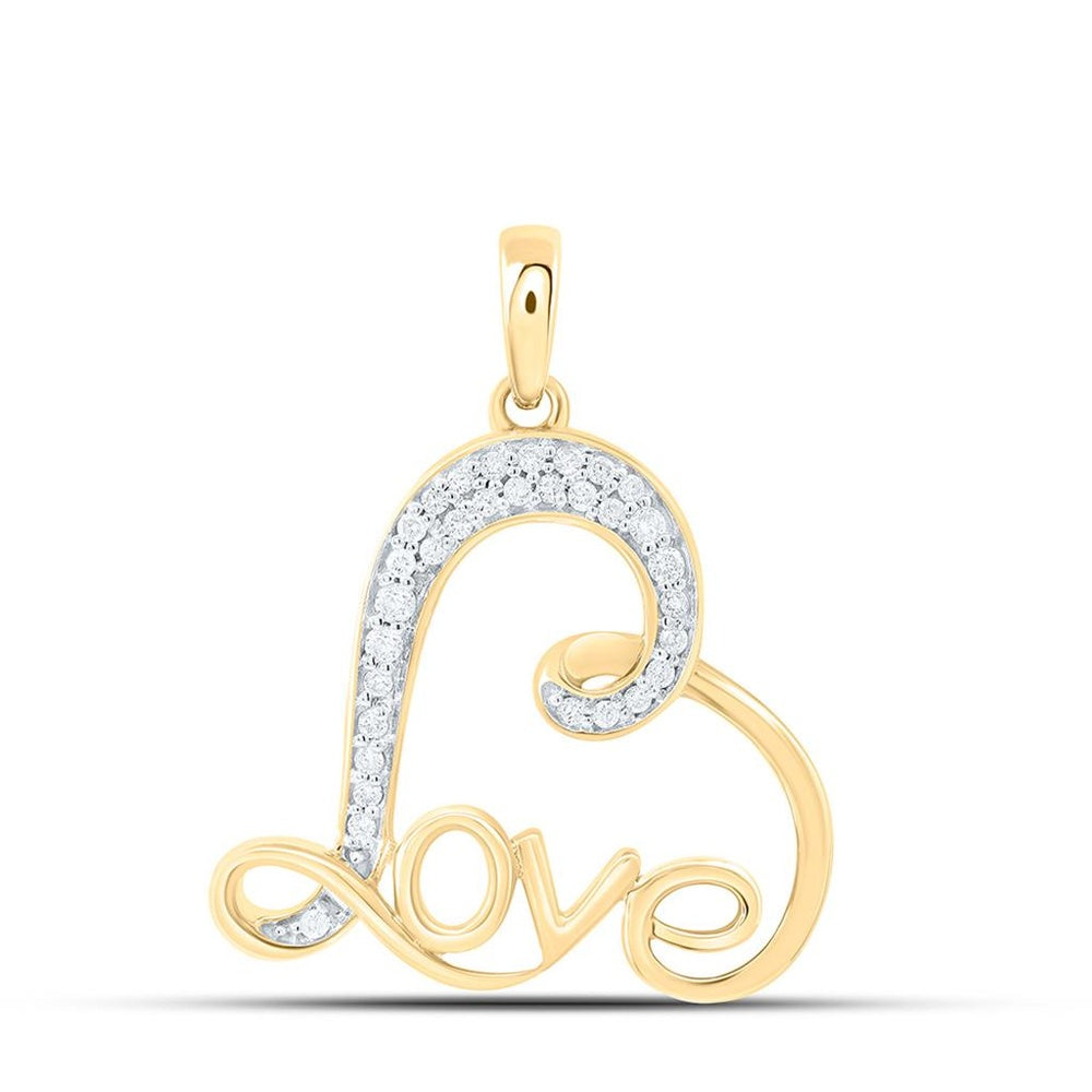 Yellow Gold Diamond Heart Pendant - 1/5 Carat Total Diamond Weight