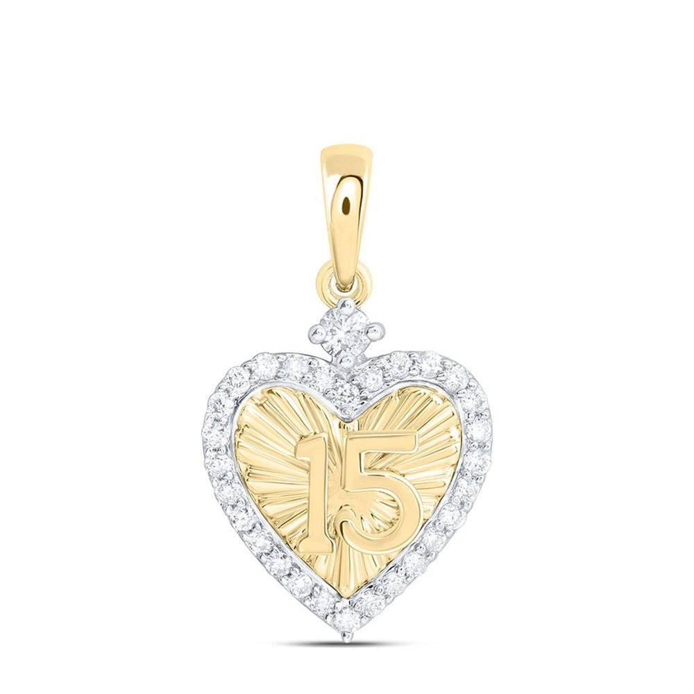 Yellow Gold Diamond Heart Pendant - 1/5 Carat Total Diamond Weight