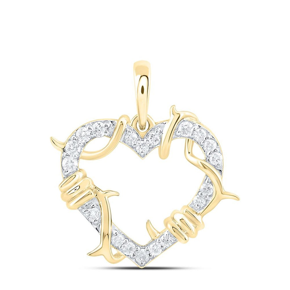 Yellow Gold Diamond Heart Pendant - 1/5 Carat Total Diamond Weight