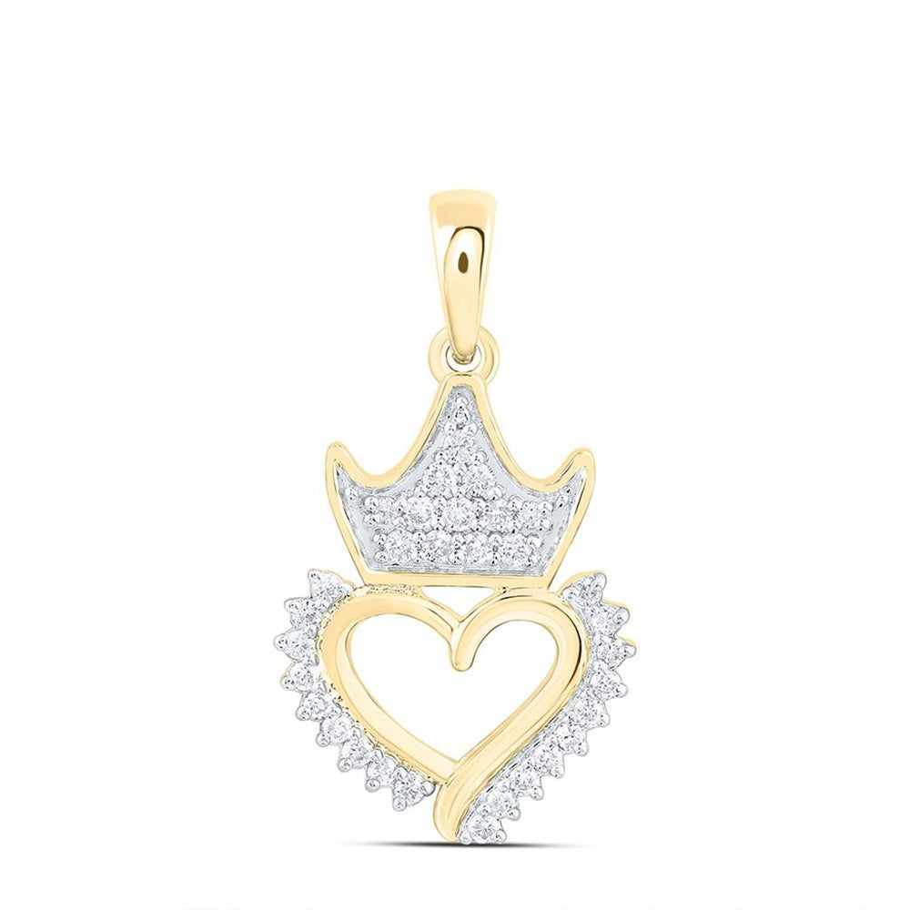 Yellow Gold Diamond Heart Pendant - 1/5 Carat Total Diamond Weight