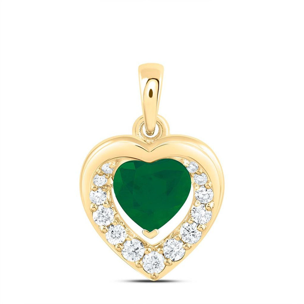 Yellow Gold Diamond Heart Pendant - 1/5 Carat Total Diamond Weight