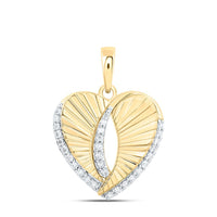 Yellow Gold Diamond Heart Pendant - 1/6 Carat Total Diamond Weight