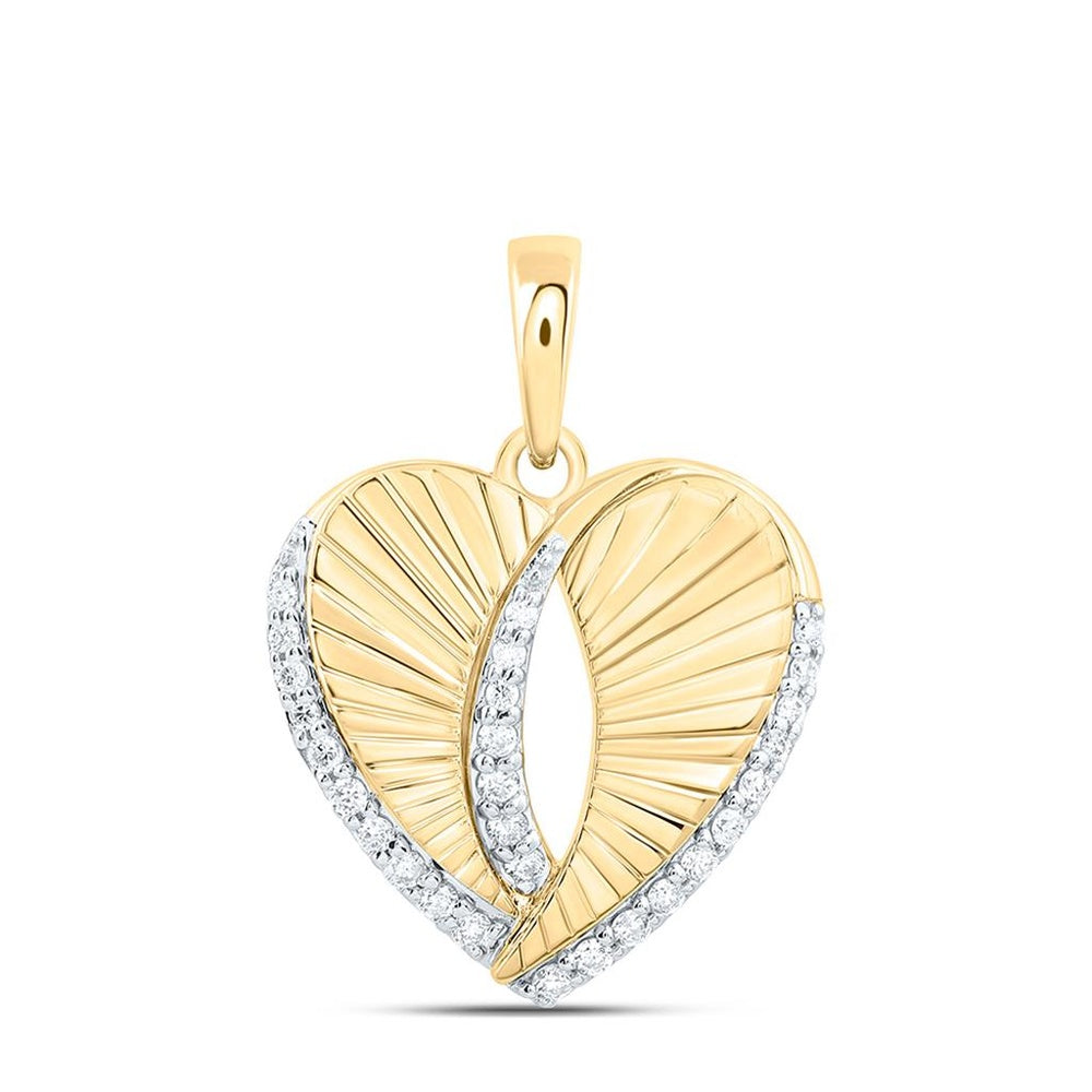 Yellow Gold Diamond Heart Pendant - 1/6 Carat Total Diamond Weight