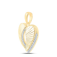 Yellow Gold Diamond Heart Pendant - 1/6 Carat Total Diamond Weight