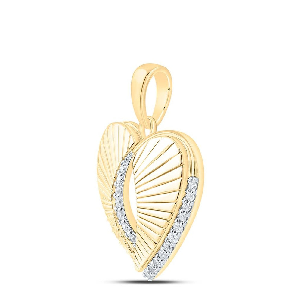 Yellow Gold Diamond Heart Pendant - 1/6 Carat Total Diamond Weight