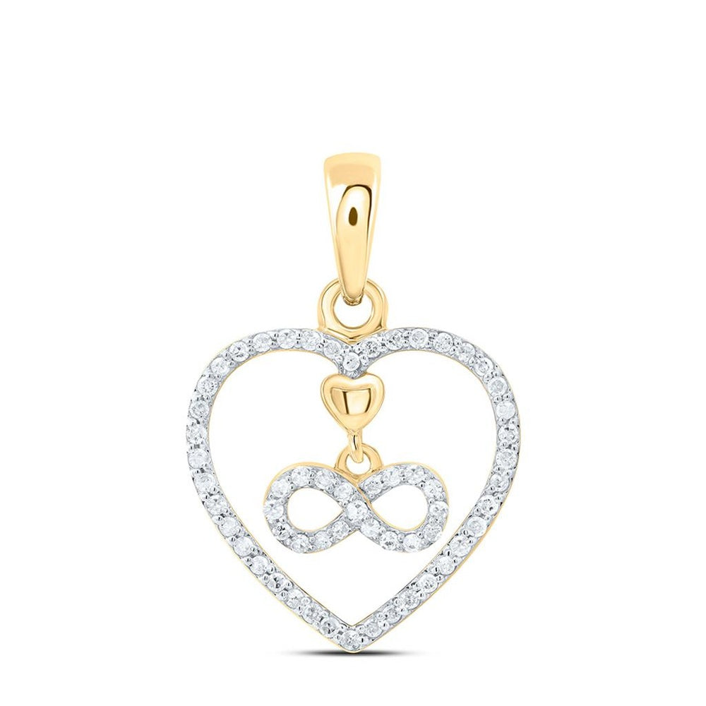 Yellow Gold Diamond Heart Pendant - 1/6 Carat Total Diamond Weight