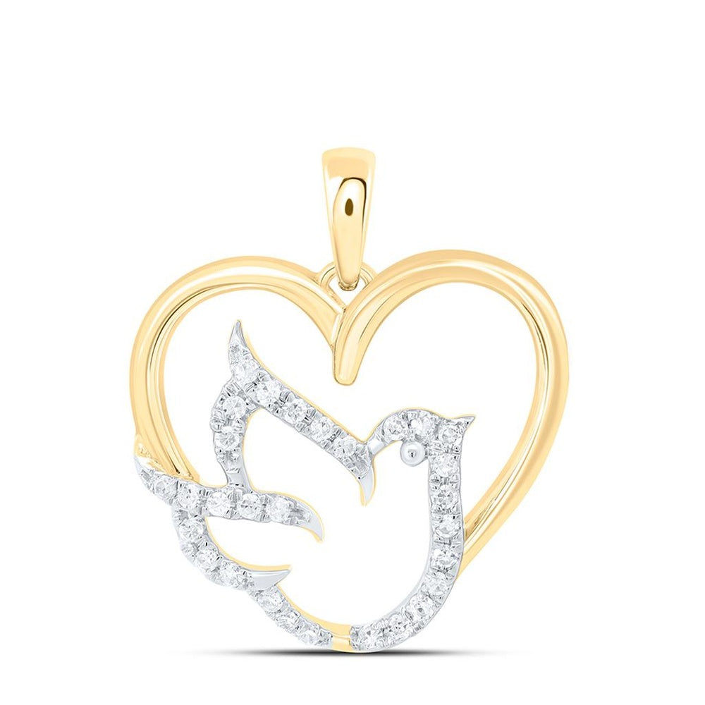 Yellow Gold Diamond Heart Pendant - 1/6 Carat Total Diamond Weight