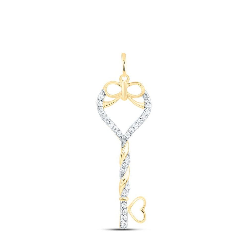 Yellow Gold Diamond Heart Pendant - 1/8 Carat Total Diamond Weight