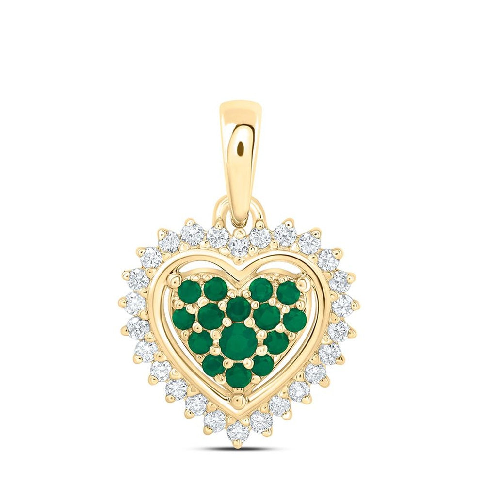 Yellow Gold Diamond Heart Pendant - 1/8 Carat Total Diamond Weight