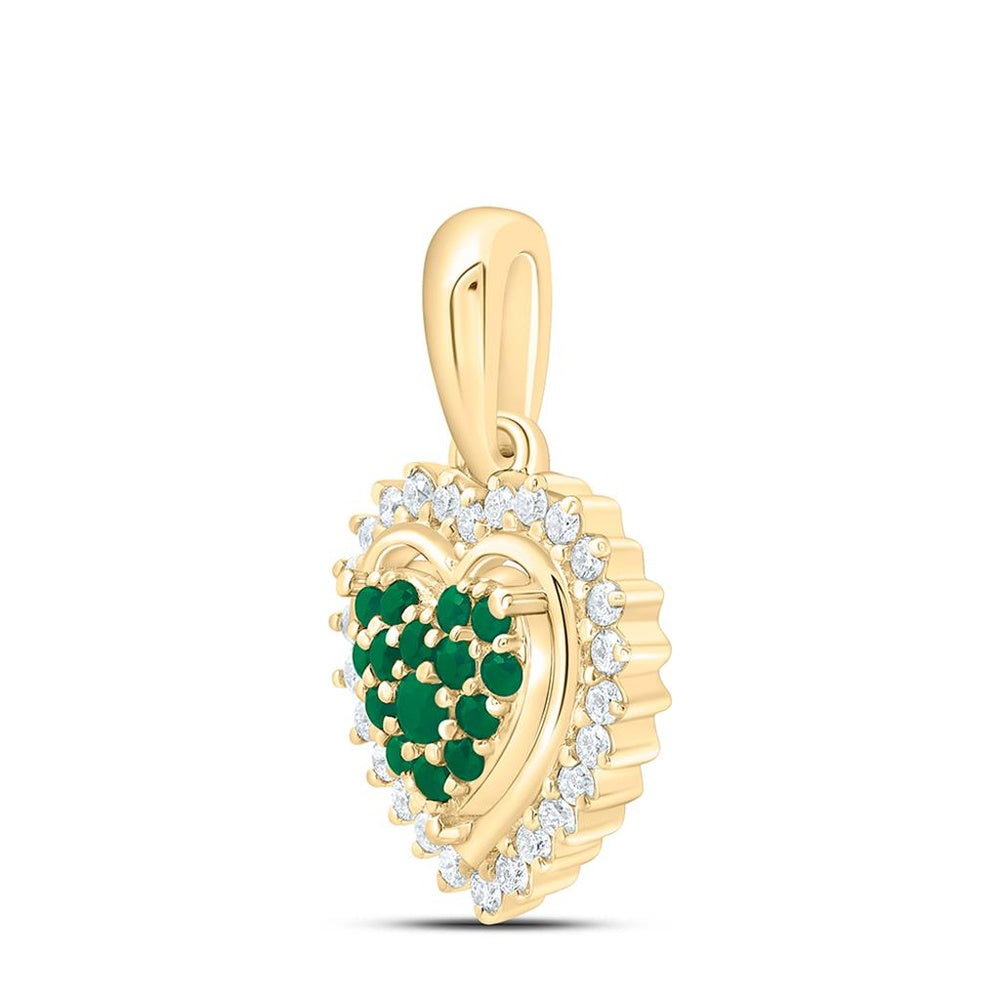 Yellow Gold Diamond Heart Pendant - 1/8 Carat Total Diamond Weight