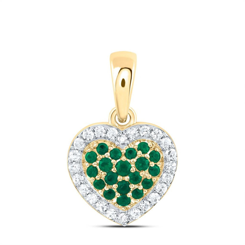 Yellow Gold Diamond Heart Pendant - 1/8 Carat Total Diamond Weight