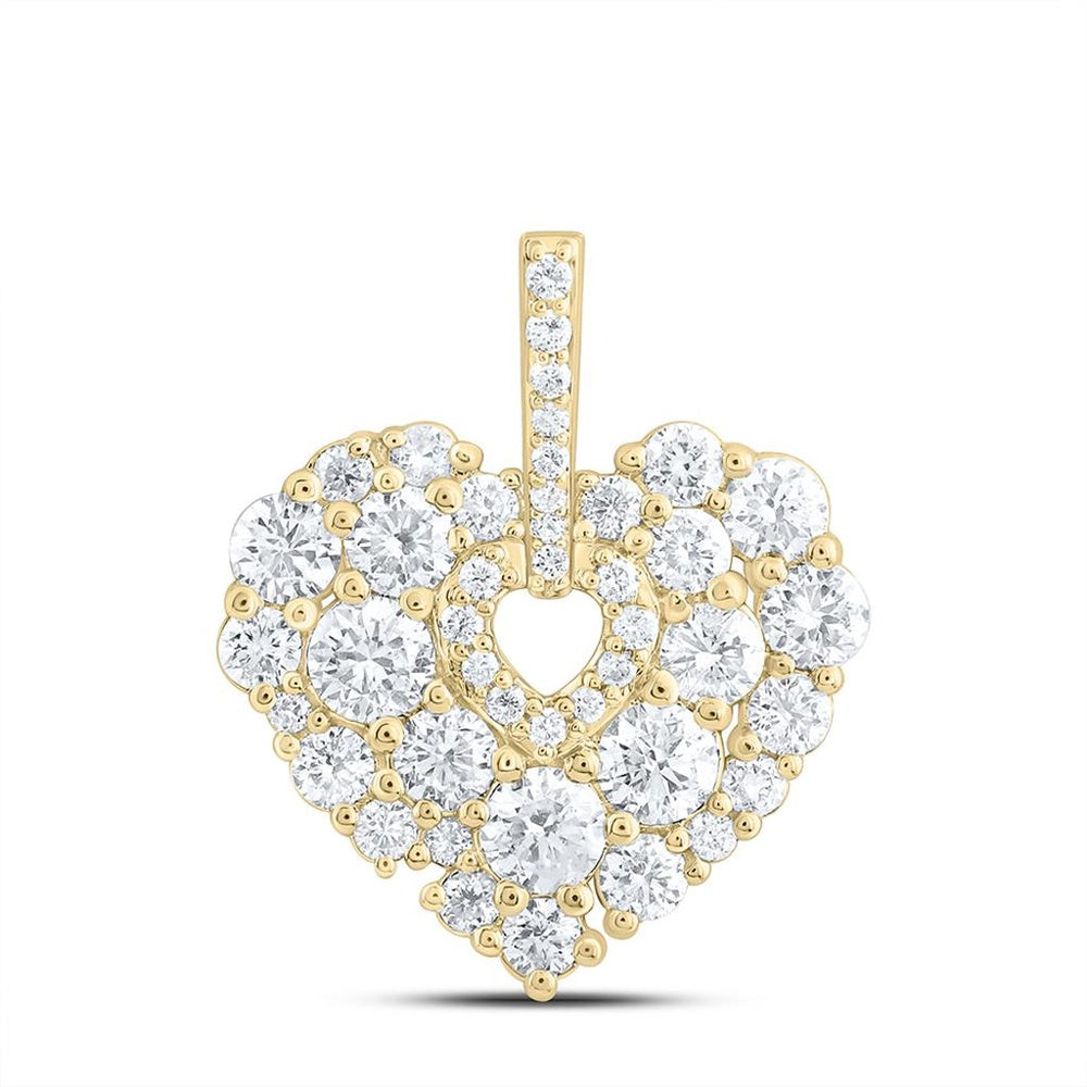 Yellow Gold Diamond Heart Pendant - 1 Carat Total Diamond Weight
