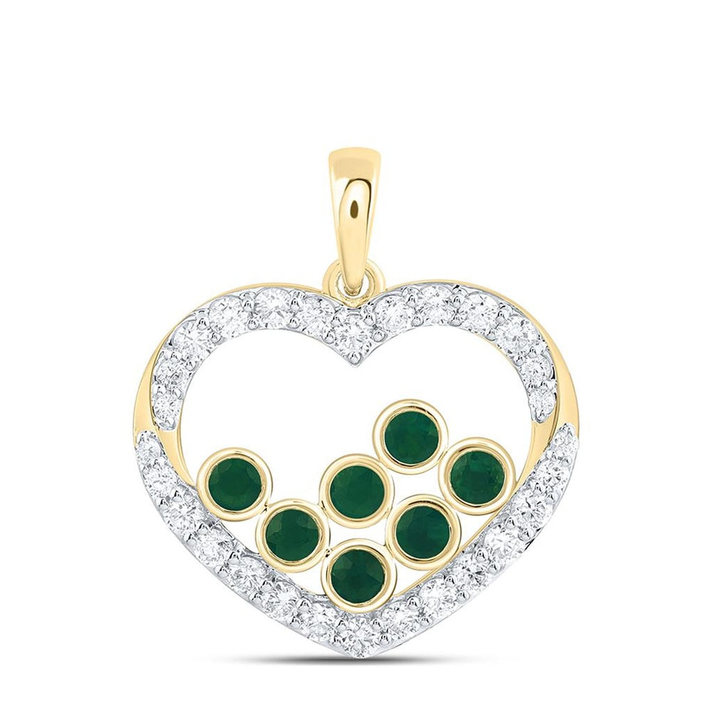 Yellow Gold Diamond Heart Pendant - 3/8 Carat Total Diamond Weight