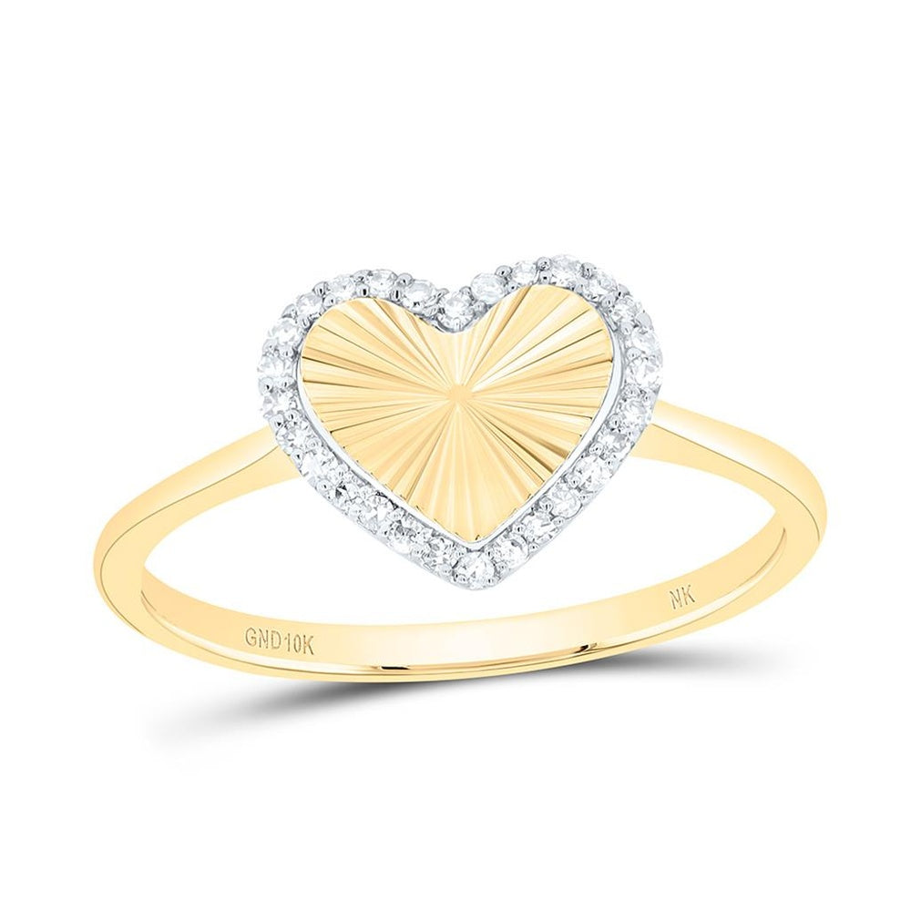 Yellow Gold Diamond Heart Ring - 1/10 Carat Total Diamond Weight