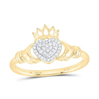 Yellow Gold Diamond Heart Ring - 1/10 Carat Total Diamond Weight
