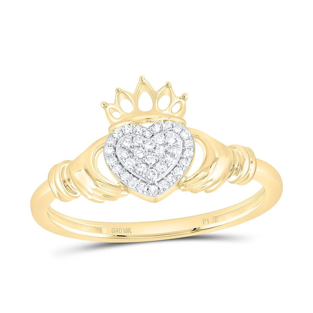 Yellow Gold Diamond Heart Ring - 1/10 Carat Total Diamond Weight