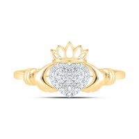 Yellow Gold Diamond Heart Ring - 1/10 Carat Total Diamond Weight