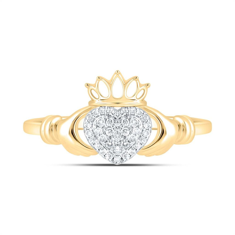 Yellow Gold Diamond Heart Ring - 1/10 Carat Total Diamond Weight
