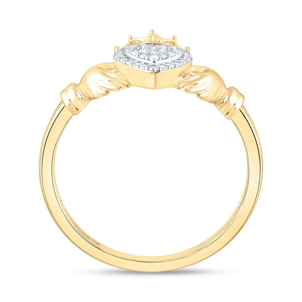 Yellow Gold Diamond Heart Ring - 1/10 Carat Total Diamond Weight