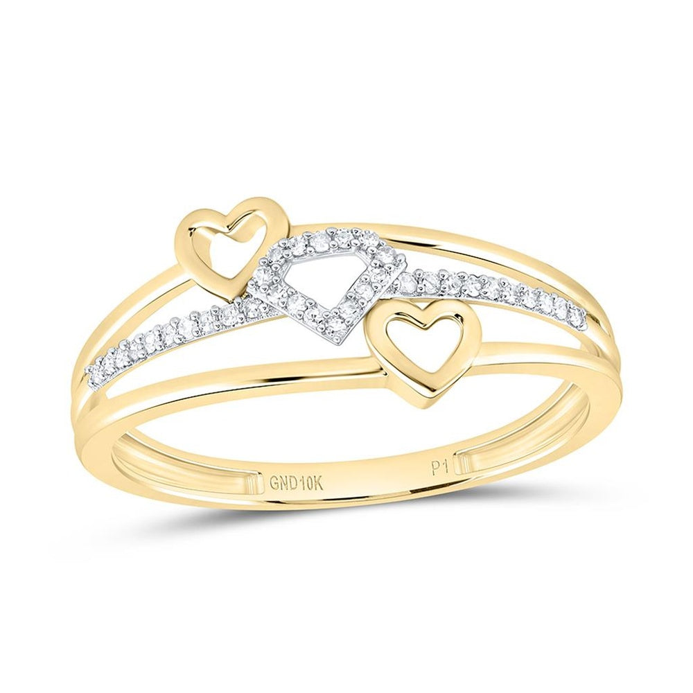 Yellow Gold Diamond Heart Ring - 1/10 Carat Total Diamond Weight