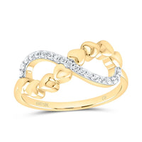 Yellow Gold Diamond Heart Ring - 1/10 Carat Total Diamond Weight