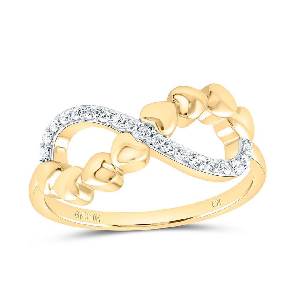 Yellow Gold Diamond Heart Ring - 1/10 Carat Total Diamond Weight