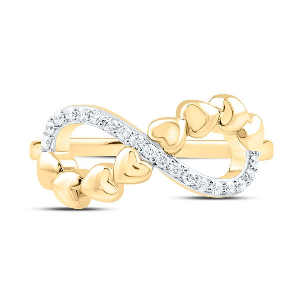 Yellow Gold Diamond Heart Ring - 1/10 Carat Total Diamond Weight