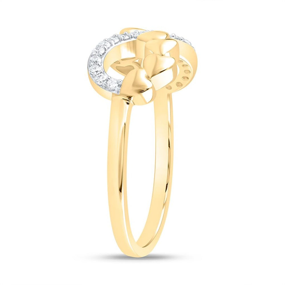 Yellow Gold Diamond Heart Ring - 1/10 Carat Total Diamond Weight