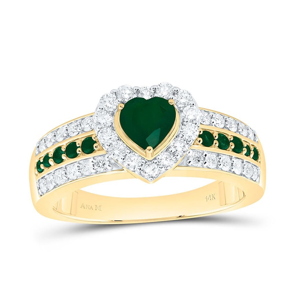 Yellow Gold Diamond Heart Ring - 1/2 Carat Total Diamond Weight