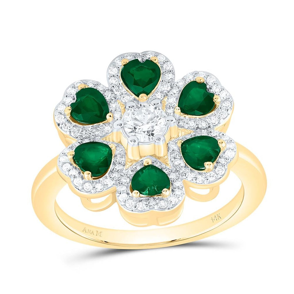 Yellow Gold Diamond Heart Ring - 1/2 Carat Total Diamond Weight