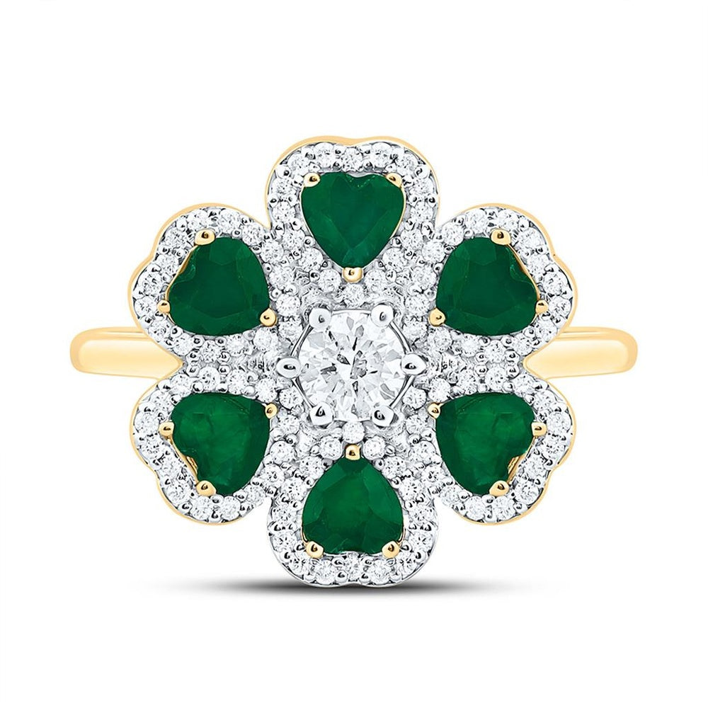 Yellow Gold Diamond Heart Ring - 1/2 Carat Total Diamond Weight