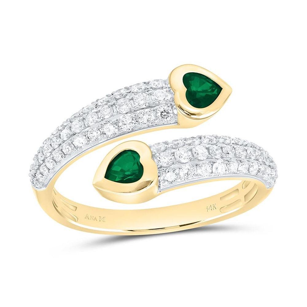Yellow Gold Diamond Heart Ring - 1/2 Carat Total Diamond Weight