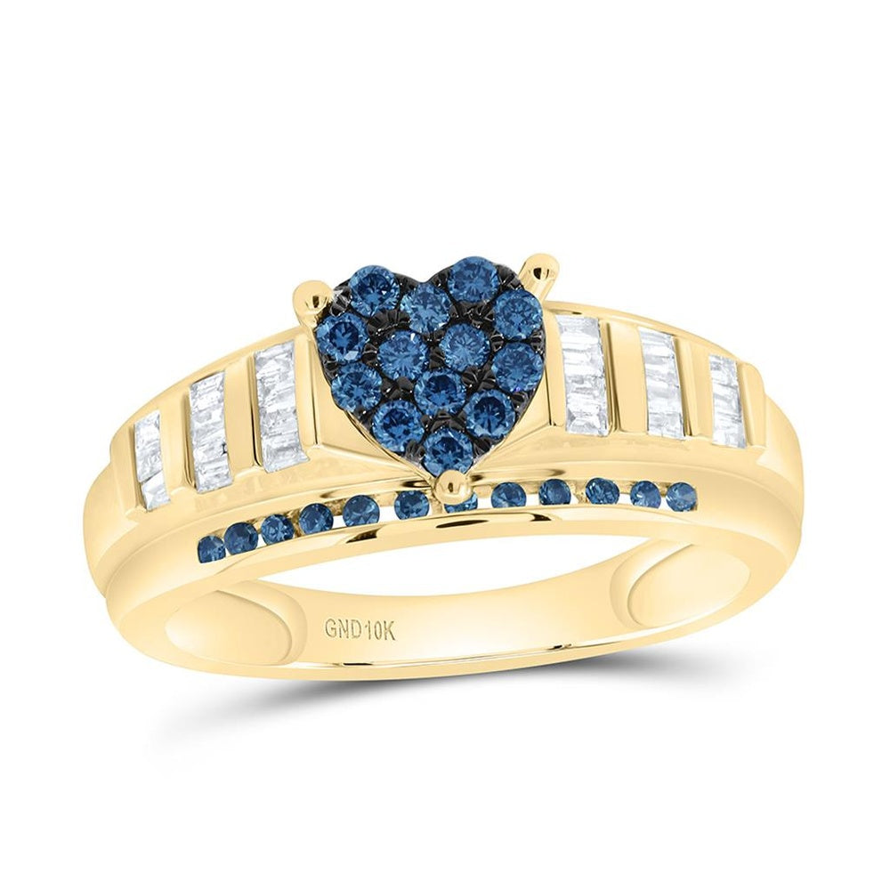 Yellow Gold Diamond Heart Ring - 1/2 Carat Total Diamond Weight