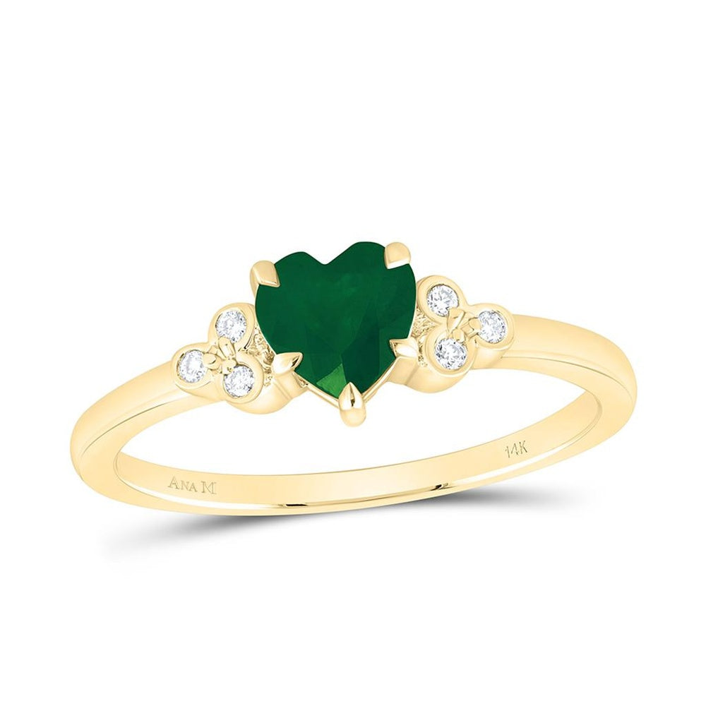 Yellow Gold Diamond Heart Ring - 1/20 Carat Total Diamond Weight