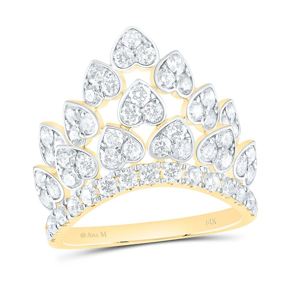 Yellow Gold Diamond Heart Ring - 1 3/4 Carat Total Diamond Weight